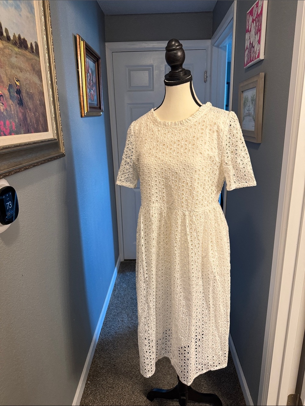 orange creek White Eyelet Midi Dress